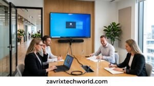 Video conferencing bar BYOD setup with laptop and display