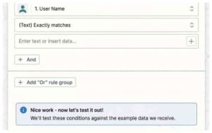 Zapier field mapping screen showing Name and Email fields